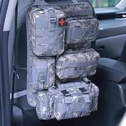 BXBXHD 6 Pack Tactical Truck Organizer Back Seat Storage Car Seat Storage Bag Molle Panels for vehicles, Car and SUV with Lots of Handy Compartments (Acu)