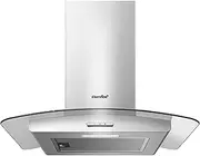 [COMFEE'] Chimney Cooker Hood 60cm GLAV17SS-60 with LED Light & Glass Extractor Hoods, 600mm Kitchen Extractor Fan - Silver