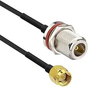 Powertec SMA Male to N Female Bulkhead L-100 Patch Cable, 15 cm Length