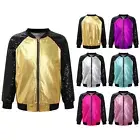 Kids Girls Boys Shiny Sequins Jazz Hip Hop Street Dance Tops Coat Jacket AU