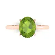 2.5 Oval Natural Peridot Wedding Bridal Promise Designer Ring 14k Rose Gold