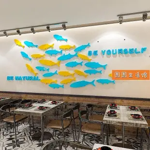 現貨！海洋魚群 鏡面壓克力壁貼 3D立體牆貼 亞克力牆貼 客廳餐廳飯店牆面裝飾自粘防水牆貼