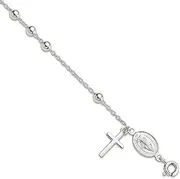 [JewelryWeb] 4mm 925 Sterling Silver Polished Rosary Bracelet 19 Centimeters Link-Bracelet for Women