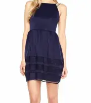 $295 Aidan By Aidan Mattox Women's Blue Bateau Neck Fit & Flare Sundress Size 12
