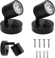 ICOUVA 12V LED Spot Reading Light,Warm Light with Wall Mounted Switched Flexible Arm for Camper Van Caravan Boat Interior Led Light,360°Rotate Car Interior Light-Silver 2Pcs-Black