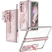 Phone Case For Samsung Galaxy Z Fold 5 Z Fold 4 Z Fold 3 Full Body Case and Screen Protector Full Body Protective Camera Lens Protector Transparent Tempered Gl