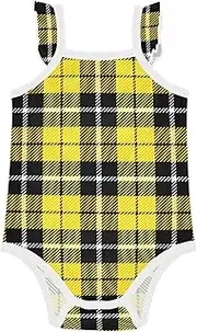[FRODOTGV] Black Yellow White Scottish Baby Girls' Cotton Bodysuits Ruffle Sleeve Baby Toddler Clothing for Infant Toddlers 3M, Black Yellow White Scottish, 6M, Black Yellow White Scottish, 6M