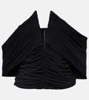 [Magda Butrym] Magda Butrym Off-shoulder cropped jersey blouse AU 10 black