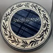 Fitz and Floyd Cake Stand or Chip & Dip Bowl NWOT Navy & White
