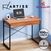 Artiss Computer Desk Drawer Cabinet Home Office Study Table Walnut 100CM