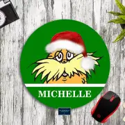 DR SEUSS LORAX SANTA HAT PERSONALIZED NAME MOUSE PAD DESK MAT HOME OFFICE GIFT