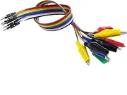 Reland Sun 1 Pack/10pcs Alligator Clip to Flexible Breadboard Jumper Wires 10pin 20/30cm Female/Male for Test Lead Breadboard and Circuit Board (Male-20cm)