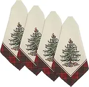 Avanti Linens - 4pc Napkin Set, Holiday Home Décor, Red Tartan (Spode Christmas Tree Collection)