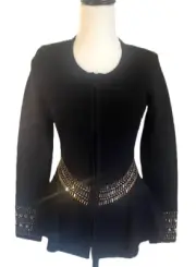 Sass & bide Cinq A Sept Moment Black Embellished Jacket Size XXS - NWT - RRP$450