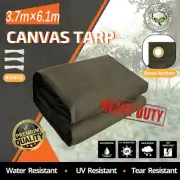 3.7mX6.1m Waterprood Tarpaulin Olive Drab Camping Tarps Heavy Duty Canvas Cover