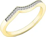 [Dazzlingrock Collection] 0.05 Carat (ctw) 10K Gold Round Diamond Ladies Anniversary Wedding Contour Stackable Band