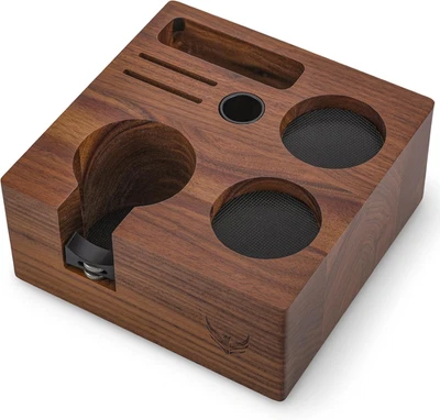 54Mm Espresso Tamping Station V3 Walnut Portafilter Holder Espresso Organizer fo
