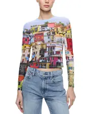 Alice and Olivia Delaina Printed Mesh Top - Exclusive