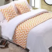Wave Pattern Bed Runner Bed Tail Towel Bedspreads Bedding Protection Fashion Throw Home Hotel Bed Cover Decoration,Orange-50X180cm for 120cm Bed