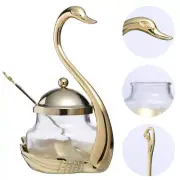 Spice Storage Bottles Sugar Dish with Lid and Spoon Jar Salt Condiment