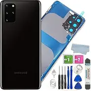 Galaxy S20+ Back Glass Cover Housing Door with Camera Lens and Pre-Installed Tape Replacement for Samsung Galaxy S20 Plus/S20+ 6.7" (Cosmic Black)