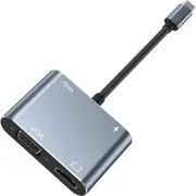 4K Video Output 4 In 1 Usb C to VGA HD-MI Chargeable Type-c Docking Type C 4 Port Usb Hub CY012