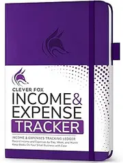 Clever Fox Income & Expense Tracker – Accounting & Bookkeeping Ledger Book for Small Business – Income & Expense Record Notebook with Receipt Pocket – Undated, A5, 5.8″ x 8.3″, Hardcover (Purple)