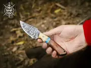 Hand-Forged Damascus Steel Mini Skinner knife Bushcraft Knife With Secure Sheath