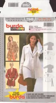 Burda 2946 Sewing Pattern, Jacket, Size 10-20, Uncut, Factory Folded