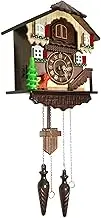 RUAIGRD Traditional German Style Cuckoo Clock Black Forest House Clock Wooden Wall Pendulum Quartz Clock