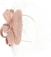 [CALLARON] Women Tea Party Fascinator Head with Detachable Mesh Veil Elegant Banquet Headband Stylish Floral Design for Parties and Events Comfortable All Day Wear