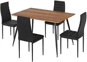 1 Artiss Dining Table and 4 Chairs Set Rectangle Metal
