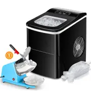 12kg/24h Ice Maker Black & Ice Crusher Blue Combo