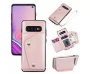 Case for Samsung Galaxy S10, Leather Wallet Case With Card Pockets Back Flip Shockproof Cover Case-Rose Gold