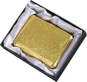 [ARKCHIU] Cigarette Case Man Women Retro Metal Box 16 Capacity Sturdy Double Sided Spring Clip Open Gold,One Size