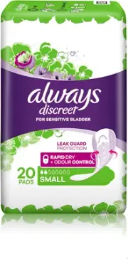 ALWAYS DISCREET INCONTINENCE PADS SMALL 20PK Style Name:Small