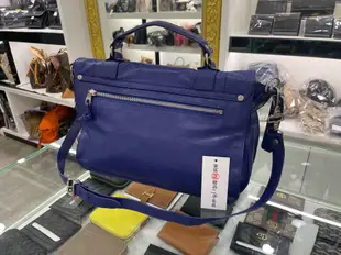 ㊣東區正精品㊣Proenza Schouler PS1 C1 藍紫色全皮銀釦釦式翻蓋手提包斜背包兩用包中款 RZ3425