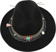 [Holibanna] Jazz Hat Men's Women's Felt Hat Classic Fedora Hat for Travel Outdoor Beach Shopping Black