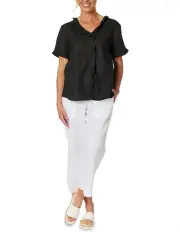 [Gordon Smith] Lara Wide Leg Linen Pant in White