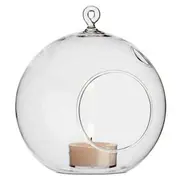 GGP 50 Wholesale Lot Of Hanging Clear Glass Ball Tealight Candle Holder 10Cm Diameter / High Wedding Globe Decoration Terrarium Succulent Plant Mini Garden Holder Decor Craft Gift