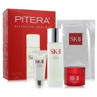 【SK-II 體驗組】 青春露(75ml)+洗面乳(20g)+活膚霜(15g)+面膜_新版_國際航空