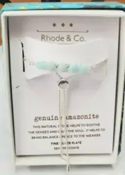 Kohl's Women's Silver Plate Genuine Amazonite Semi Precious Stone Bracelet New