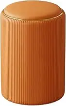 Storage Stool, Dresser Stool, Storable Cream Style Makeup Chair, Upholstered Stool, Wooden Plank Frame, Leather, Suitable for Living Room, Bedroom(Orange)