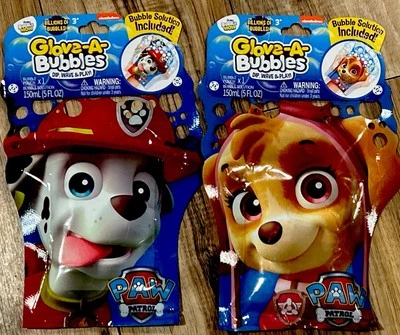 (2) GLOVE-A-BUBBLES PAW PATROL Marshal & SKYE. NEW