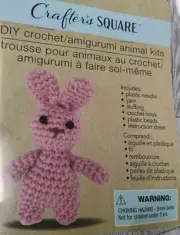 Lot of 2 Crafter's SQUARE Pink Bunny & Unicorn Amigurumi Crochet kits FREE SHIP!