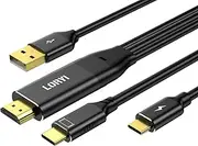 [Loryi] HDMI to Type-C Cable Black,4K@60Hz, 8.2ft, USB-C Powered, HDMI to USB Type-C, for Xreal Nreal Air, Mobile Monitors, XREAL Beam, Touch Functionality,Switch, Steam Deck,PS5，Studio Display
