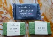 3 WOODURY Bar Soaps ~ 1 Cleansing Bar, 2 Bath Bars 3 x 1 oz ea Brown Sugar / Fig