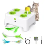 Cat Toys Interactive Cat Toys 2-in-1 Automatic Cat Toy 4 Holes Mice Whack A M...