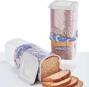 NDBOX Bread Container | Plastic Bread Box | Loaf Bread Storage | Sandwich Dispenser | Sliced Bread Saver Keeper (White Lid 2pcs)