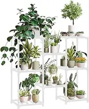 New England Stories Plant Stand Indoor, Outdoor Wood Plant Stands for Multiple Plants, Plant Shelf Ladder Table Plant Pot Stand for Living Room, Patio, Balcony, Plant Gardening Gift - White